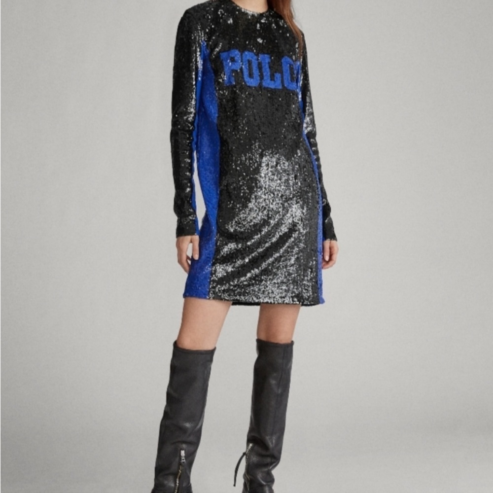 Ralph Lauren Polo 67 Signature Sequin Shift Dress Size 12